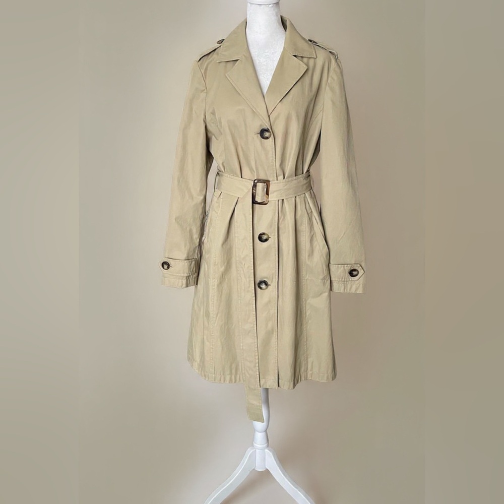 Michael Kors Khaki Trench Coat Button Back Slit M